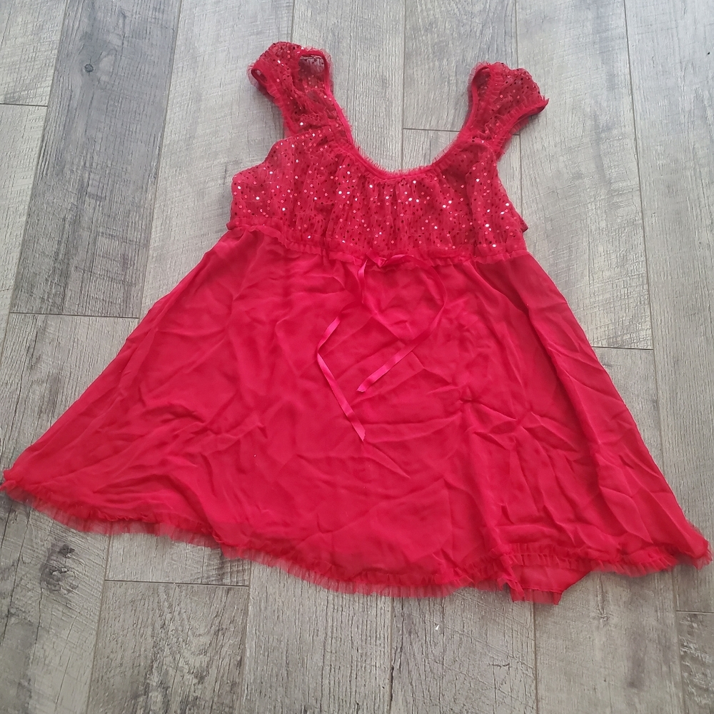 Ambrielle Red Sequin Babydoll Lingerie